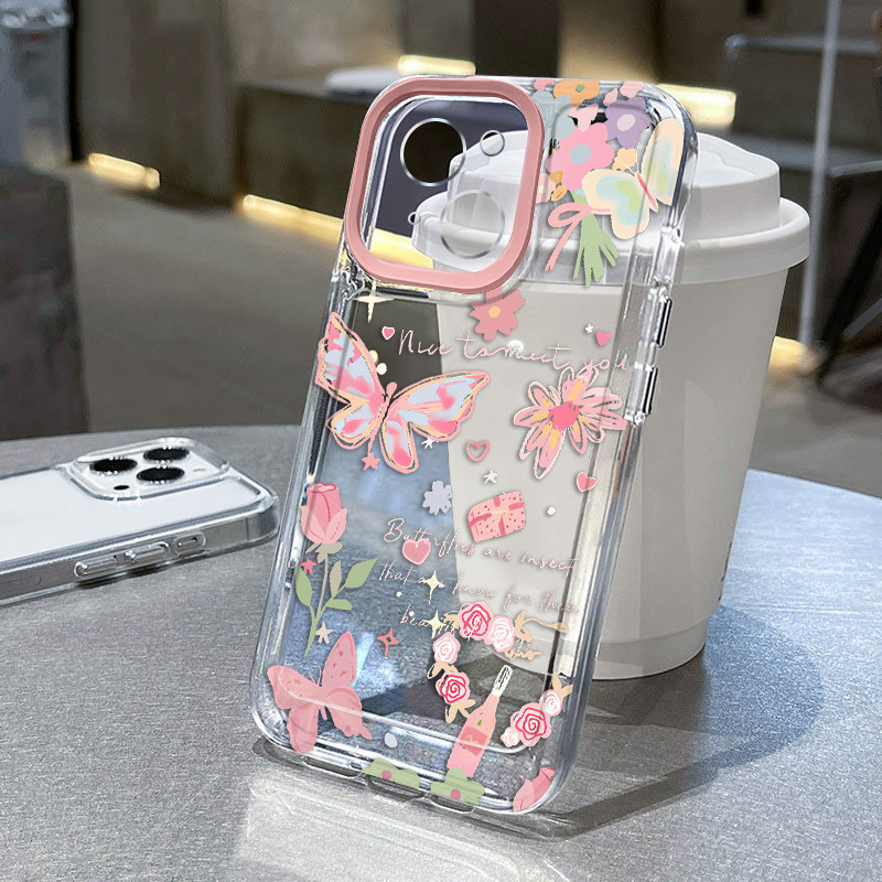 ภาพวาดสีน้ํามัน Tulip ButterflyCasing เข้ากันได้กับเคส IPhone 15 13 12 14 11 Pro Max SE 2020 X 8 7 Ip 6S 6 Plus XR XSMAX ตลกซิลิโคนกันกระแทกเคสโทรศัพท์