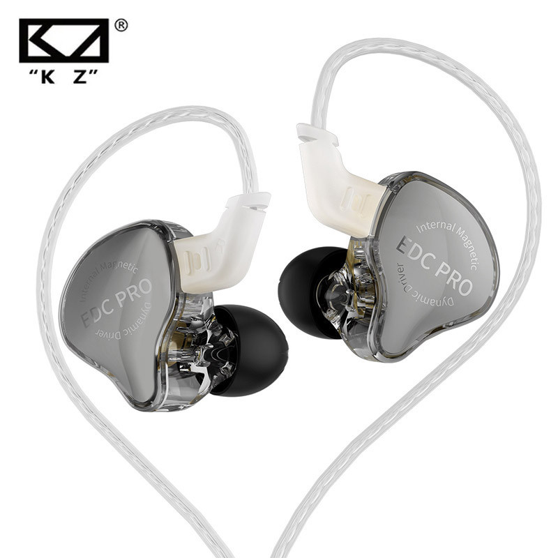 Kz EDC PRO HIFI หูฟังแบบมีสายในหูที่ดีที่สุดหูฟังไดรเวอร์แบบไดนามิกขนาดใหญ่พร้อมสายสัญญาณเสียงที่ถอดออกได้