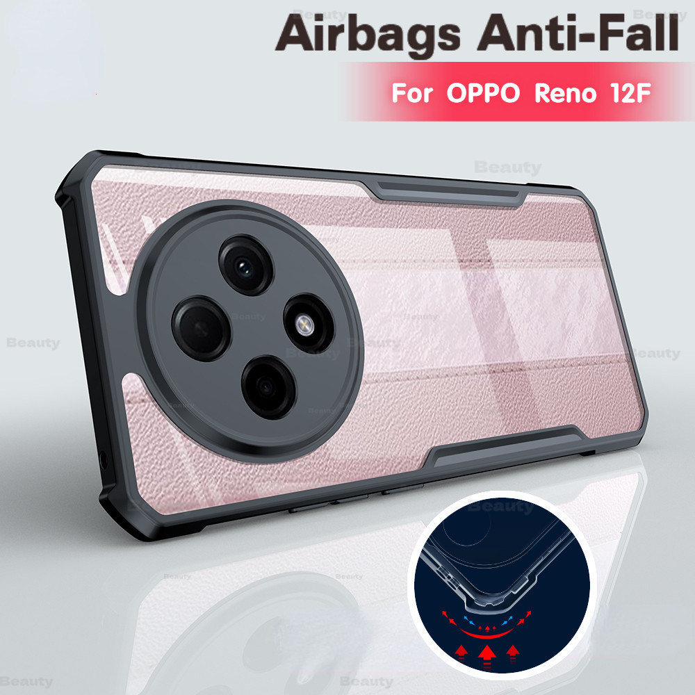 เคสขอบสีหลังใส กันกล้อง OPPO Reno 12 Pro Reno12F Reno 12F Reno12 Reno12Pro 5G A60 4G เคสกันกระแทก