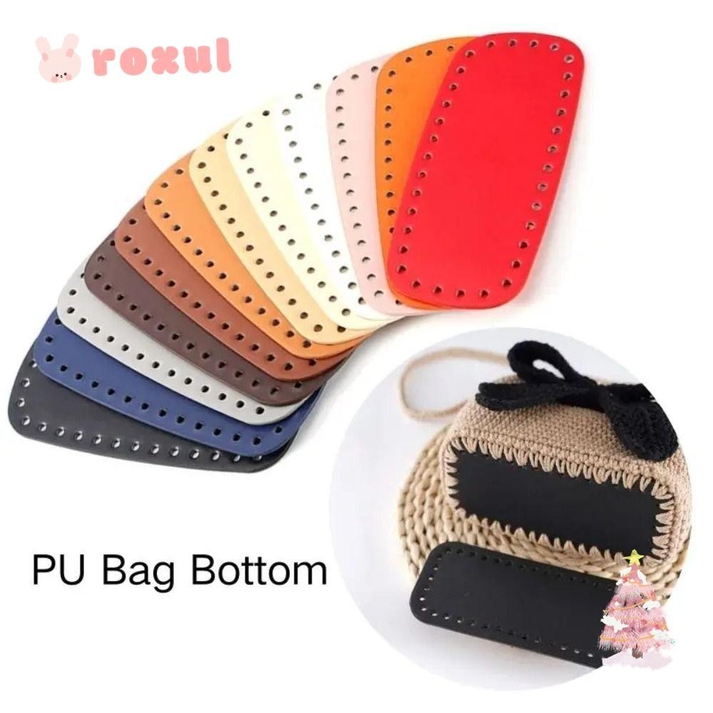 Roxul โครเชต์กระเป๋าด้านล่าง, ทํากระเป๋ากระเป๋าหลุมยาวกระเป๋าด้านล่าง, DIY PU หนังรูปไข่ถักกระเป๋าฐานกระเป๋าอุปกรณ์เสริม
