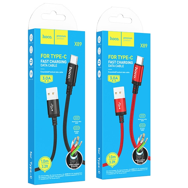 Hoco X89 สายชาร์จ Type-C 1 ม. (Type C to USB)