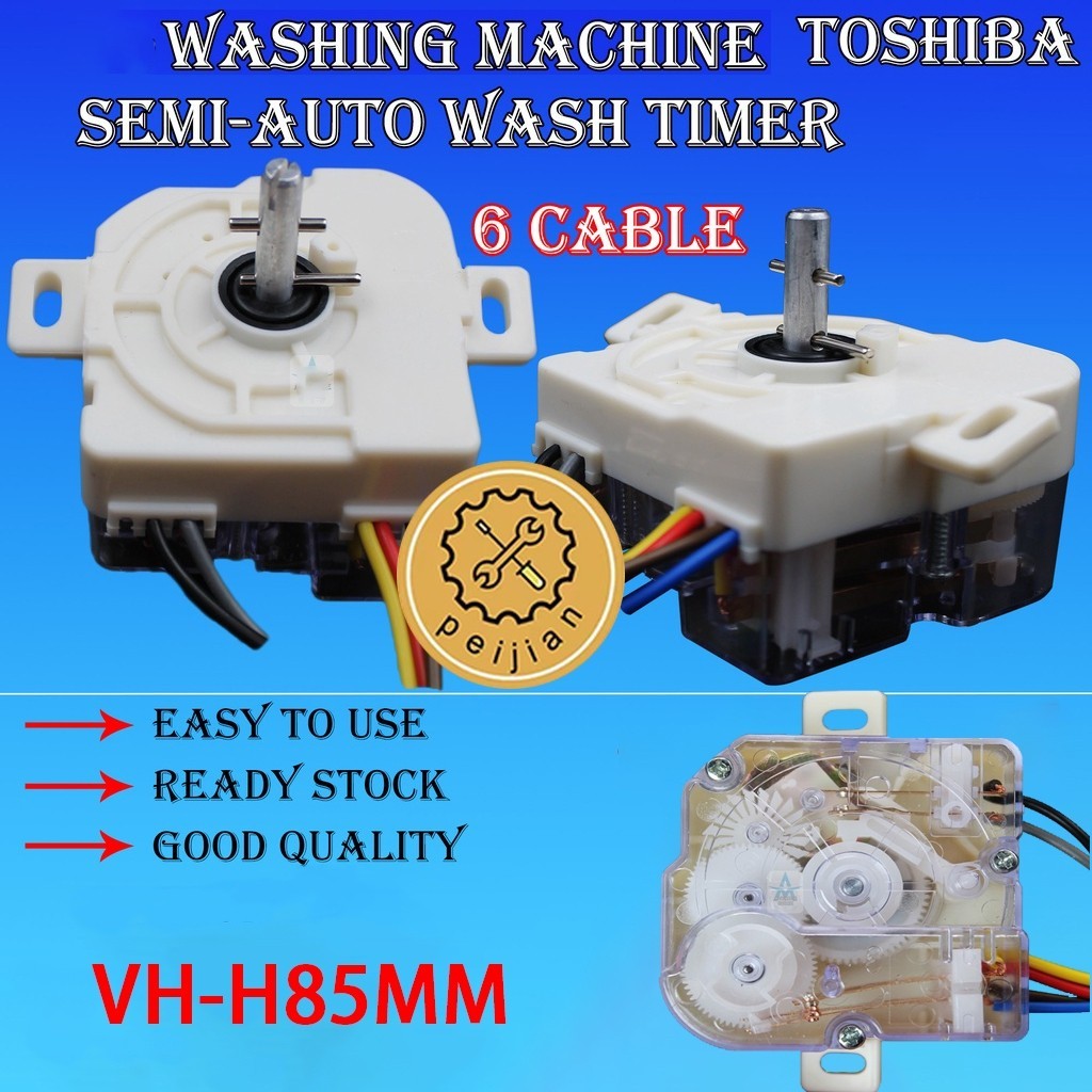 Semi เครื่องซักผ้าอัตโนมัติ Toshiba Semi-Auto Universal Wash Timer 6 หรือ 7 Cable Timer Wash VH-H85M