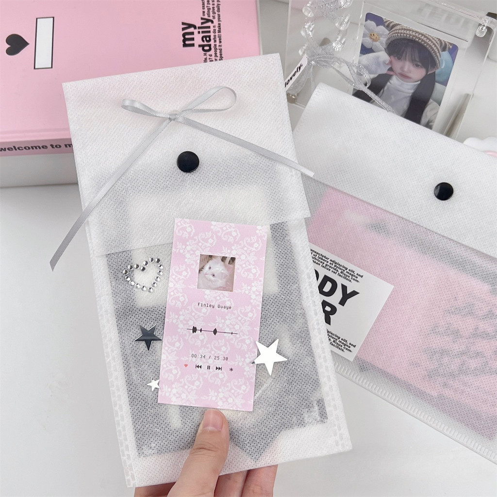 5 ชิ้น Ins Nonทอซองจดหมายกระเป๋า Photocard ปุ่มถุงบรรจุภัณฑ์