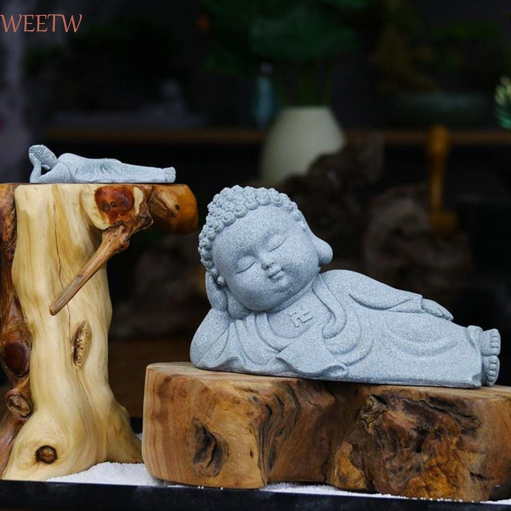 Weekw Sandstone Buddha, Sleepinging Buddha Oriental Culture พุทธตุ๊กตาเครื่องประดับ,หลายสไตล์สีเขียว Sandstone Zen ท่านั่งพระพุทธรูปเครื่องประดับ Zen ในร่ม