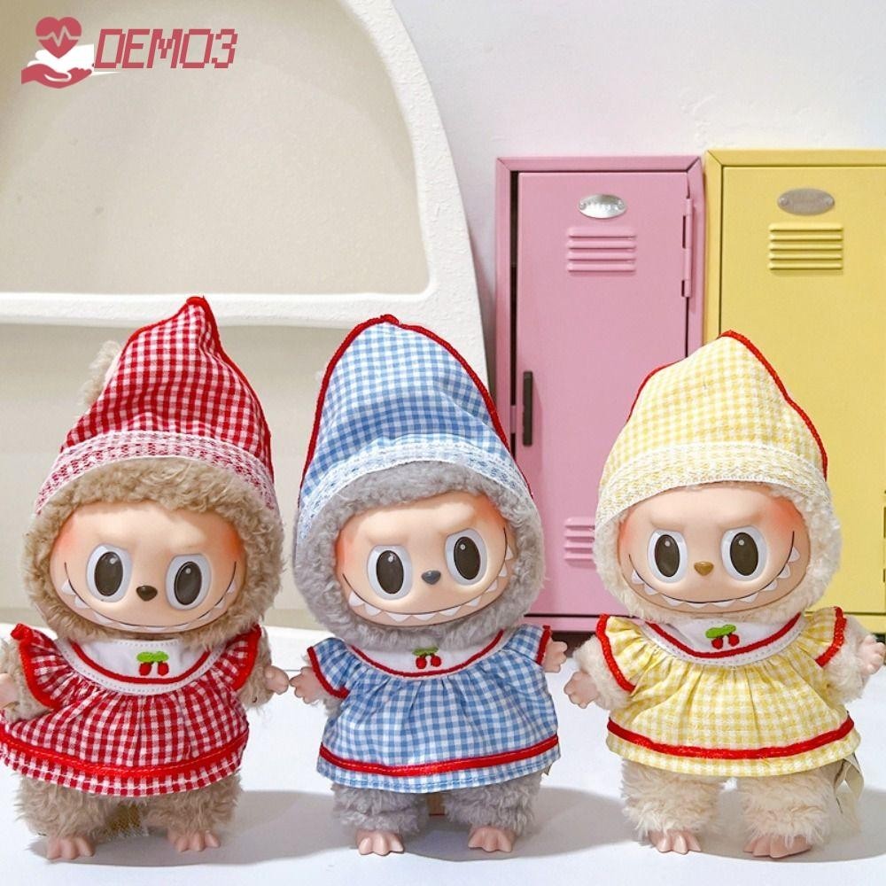 [DEMO3] เสื้อผ้าตุ๊กตา Labubu กระโปรงลายสก๊อตเชอร์รี่ Labubu, Kawaii น่ารัก Handmade ตุ๊กตาการ์ตูนอุปกรณ์เสริมสําหรับ 17 ซม. Labubu ตุ๊กตา