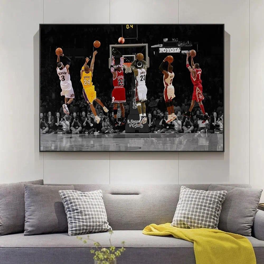 Kobe และ LeBron บาสเกตบอล Legends โปสเตอร์ Frameless Wall Art สําหรับห้องนั่งเล่น Decor Perfect กีฬาพัดลมของขวัญคุณภาพสูงพิมพ์และตกแต่ง