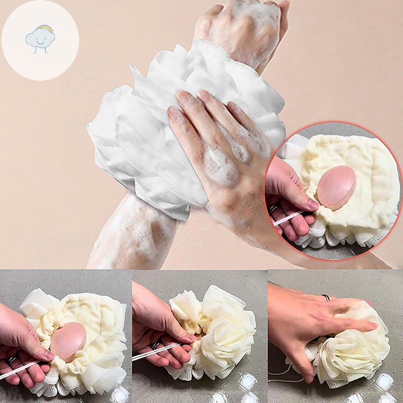 Twoe 2-in-1 Bath Loofah Sponge Silk Melon Bath Ball Towel Soft Exfoliag Shower Sponge For Skin Rejuvenation Pampering TH