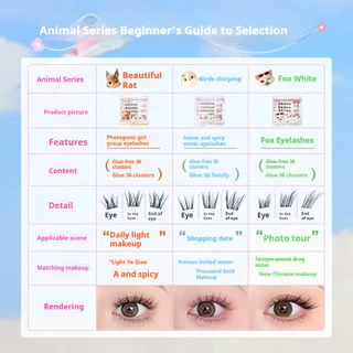 Mr.wish Animal 2.0 False Eyelashes Beautiful Mouse Bird Chirp Fox White Glue Novice Style Lazy Three-step Eye Makeup Tool