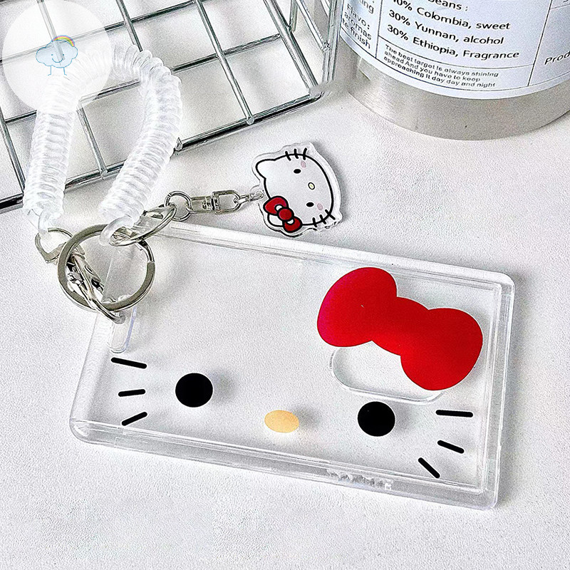 Twoe Hello Kitty Card Holder การ์ตูนน่ารัก Badge ผู้ถือบัตรเครดิต Badge Credit Bank ID Holders ผู้หญิงพวงกุญแจ Bus Card Cover Case TH