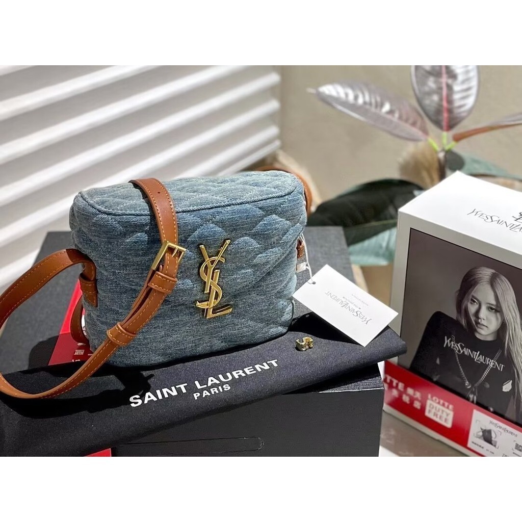 Ysl Saint Laurent Denim New June Box Bag กระเป๋าผู้หญิง