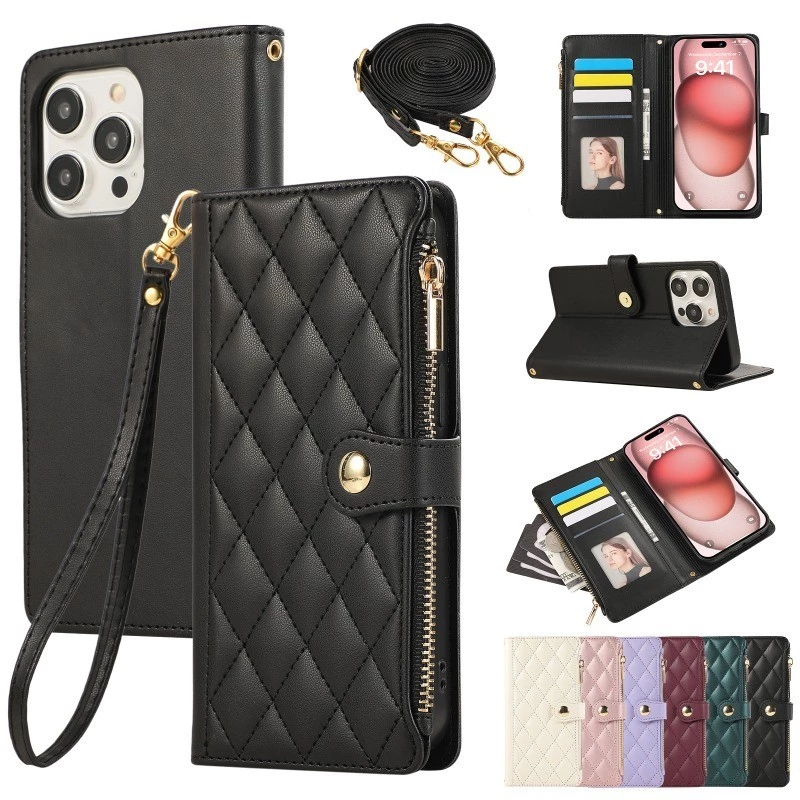 เคสโทรศัพท์ เคส การ์ดสําหรับ iPhone16 17 Pro Max เคสโทรศัพท์กระเป๋าใส่เหรียญกรณีหนังสําหรับ iPhone 15 Pro Max 14 Pro Max 13 pro max 12 11 promax 17 Air Case 14 15 16 Plus สายคล้อง