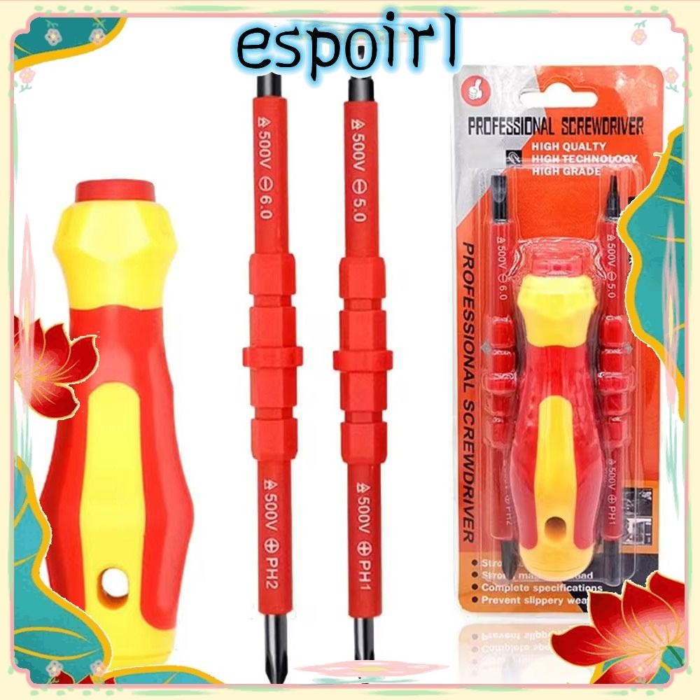 Espo 3 ชิ้น/เซ็ต Slotted Cross ไขควงบิต,ฉนวน Magnetlc PH1 PH2 ไขควงอเนกประสงค์, ทนทาน 3-In-1 ช่างไฟฟ้ามือเครื่องมือส่วนมือสกรูไดร์เวอร์