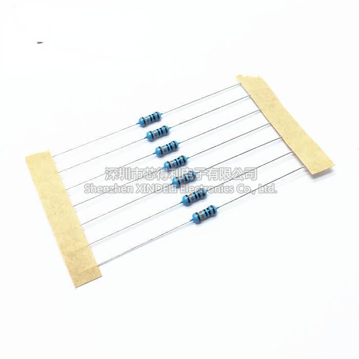 1/4w ตัวต้านทานฟิล์มโลหะ 1% แหวนห้าสี 1 Ou 10 Ou 100 Ou 1K 100K 1M 2K 3K 3.3K 5.1K 2.2 Ou 22 Ou 220 