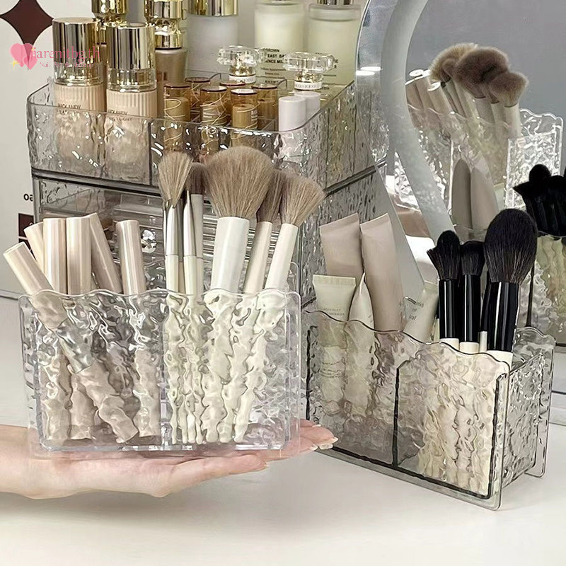 Renbg 2 หลุมกล่องเก็บเครื่องสําอางแปรงแต่งหน้า Organizer Lip Eyebrow ดินสอห้องน้ําขาตั้งจอแสดงผล TH