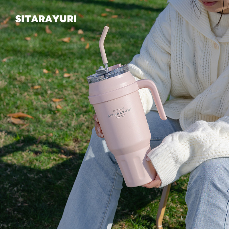 SITARAYURI (ของแท้) แก้วขนาดใหญ่ แก้วเก็บความเย็น/ร้อน 1,478ml/50oz แก้วสแตนเลสสุญญากาศ SUS304 แก้วหูจับ