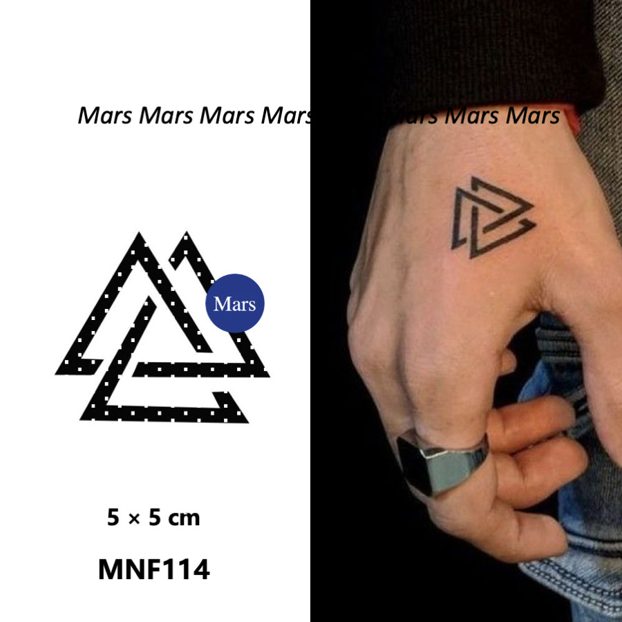 Mars Tattoonew Technology Magic ติดทนนาน 2 สัปดาห์ รอยสักกึ่งถาวร รอยสักชั่วคราว สติ๊กเกอร์รอยสัก รอยสักปลอม สามเหลี่ยม MNF114