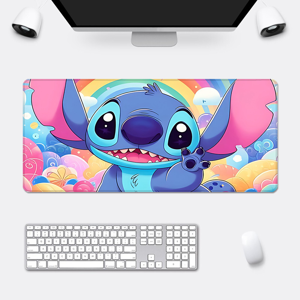 Disney น่ารักการ์ตูน Stitch Mousepad HD พิมพ์คอมพิวเตอร์ Gamers ล็อคขอบแผ่นรองเมาส์กันลื่น XXL90x40 ซม.คีย์บอร์ด PC โต๊ะ Pad