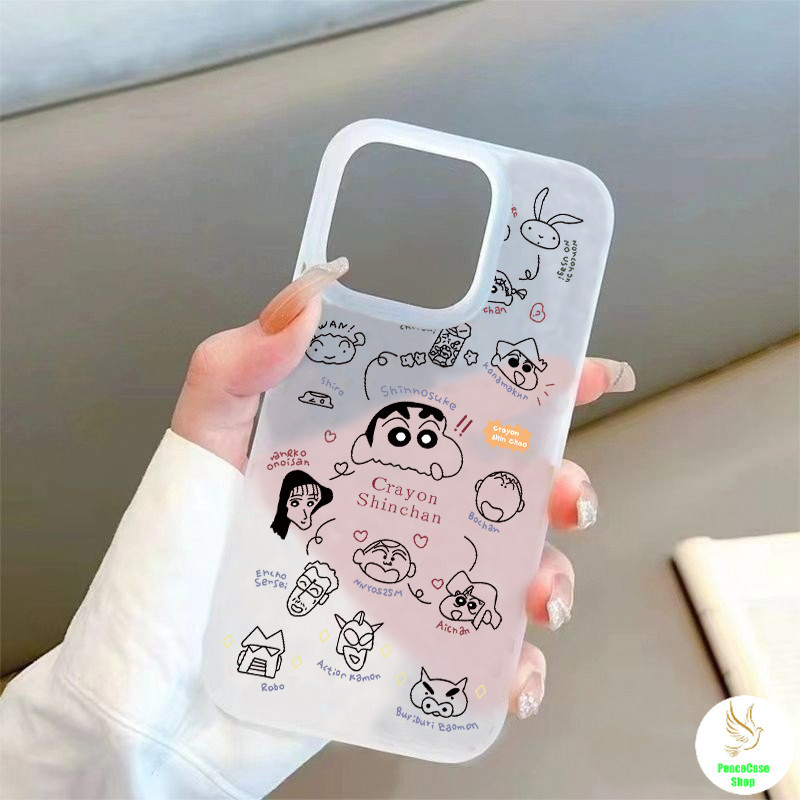 COD-ในไทย🔥เคส เครยอน ชินจัง ภาพวาดดินสอ น่ารัก สำหรับ iPhone 7 8 X 11 12 13 14 15 TPU โปร่งใส  น้ำค้างแข็ง Unisex