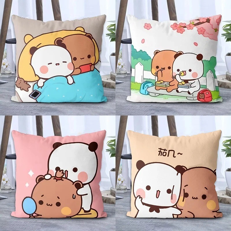 ห้องนั่งเล่นสํานักงานปลอกหมอนบ้าน น่ารัก หมีปลอกหมอนเครื่องประดับรถ