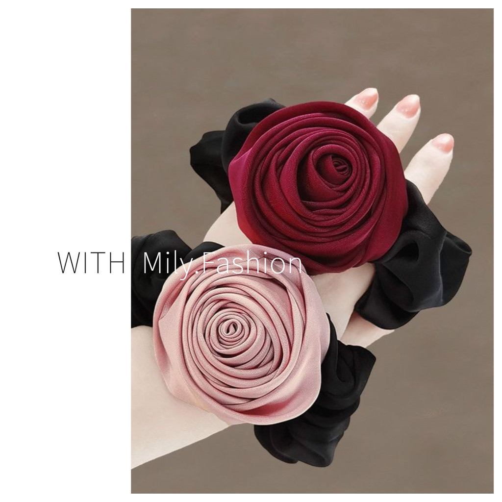 Milyfashion ที่คาดผม ดอกกุหลาบ ระดับไฮเอนด์ ยางรัดผม ยืดหยุ่นสูง