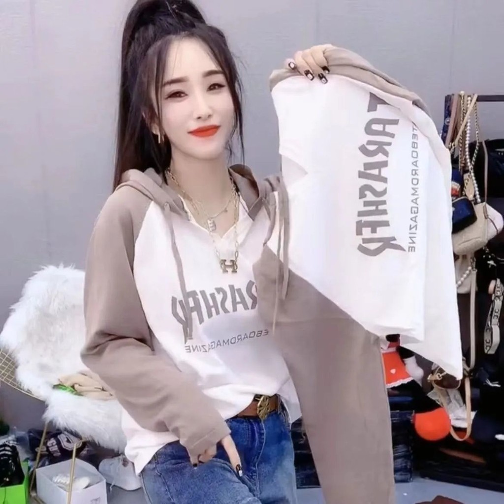 Hoodie Women's European Station Spring New Letter Printing Popular Fashion Stylish VERSATILE Color Matching plump Girls