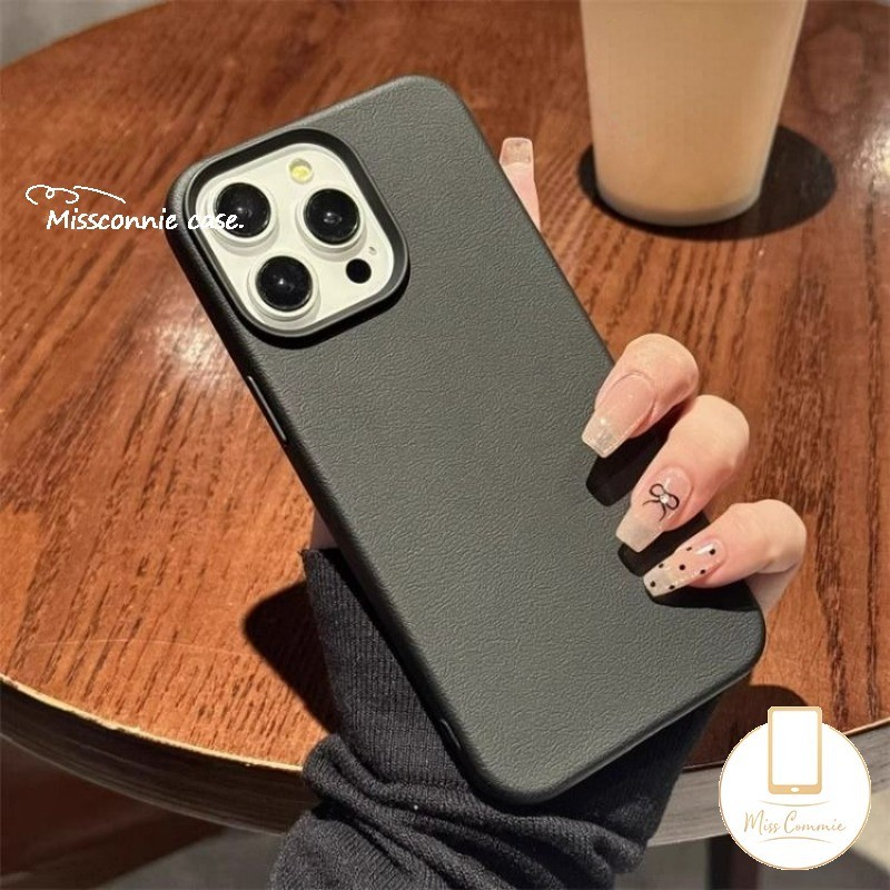 รูปแบบหนังหรูหรา Macaron กันกระแทกเคสโทรศัพท์สําหรับ IPhone 16 11 15 13 12 14 Pro Max XR X XS Max 14 15 16 Plus แฟชั่นสีทึบผิวรู้สึกนุ่ม