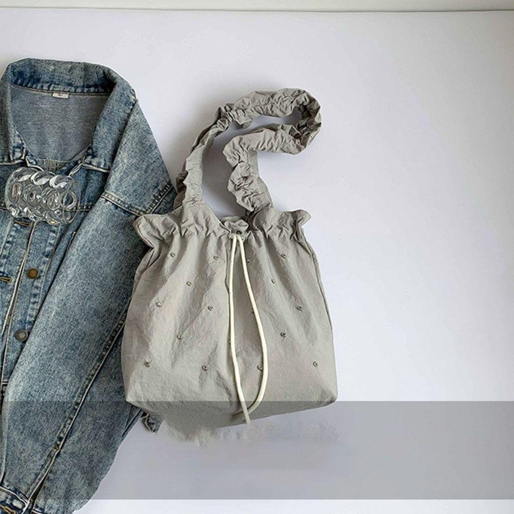 Uumir กระเป๋าถือ Drawstring, กระเป๋า Messenger สี Candy Sweet Nylon กระเป๋าผ้า, ของขวัญความจุขนาดใหญ่กันน้ําแฟชั่นกระเป๋าถือจีบยืดหยุ่น