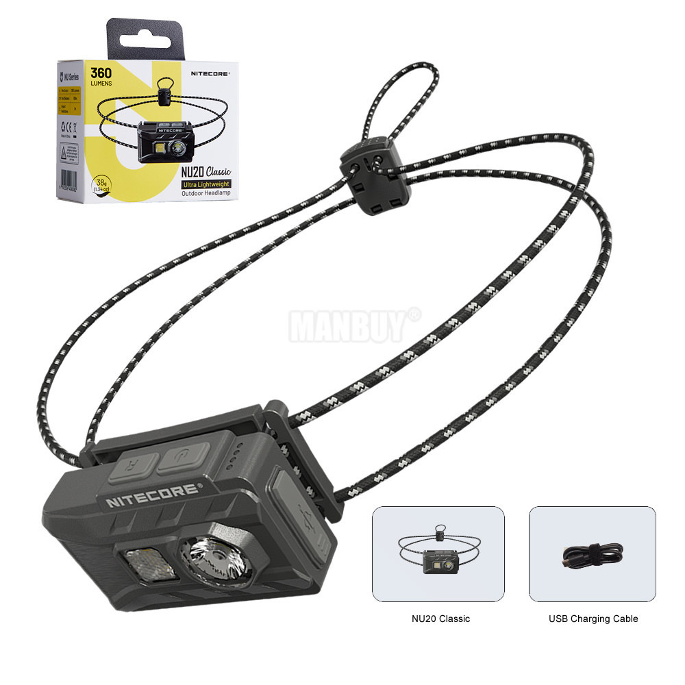 Nitecore NU20 Classic 360 Lumens USB-C ไฟหน้ากลางแจ้งแบบชาร์จไฟได้