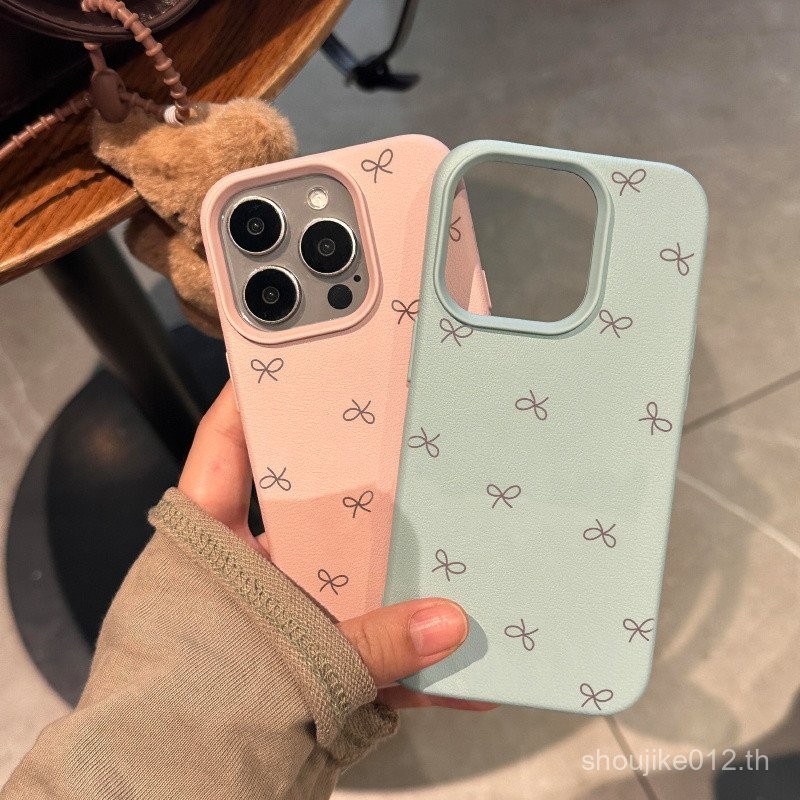 เคสโทรศัพท์ป้องกันทุกรอบลายลิ้นจี่ลายรูปโบว์เรียบง่ายเหมาะสำหรับ iPhone 11, 12, 13, 14, 15 PRO MAX, 7plus, 8PLUS, 11pro, 13pro, XS Max-กันกระแทก vaog