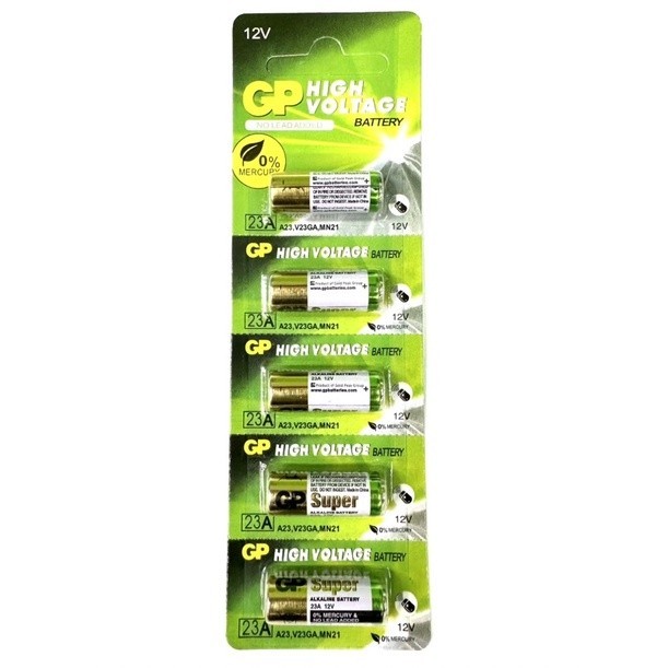 ความจุสูง ถ่าน23A 12V ถ่านGP Battery ถ่านAlkaline Battery 12V.(1แพ็ค 5ก้อน)ถ่านรีโมทรถยนต์ กริ่งไร้ส