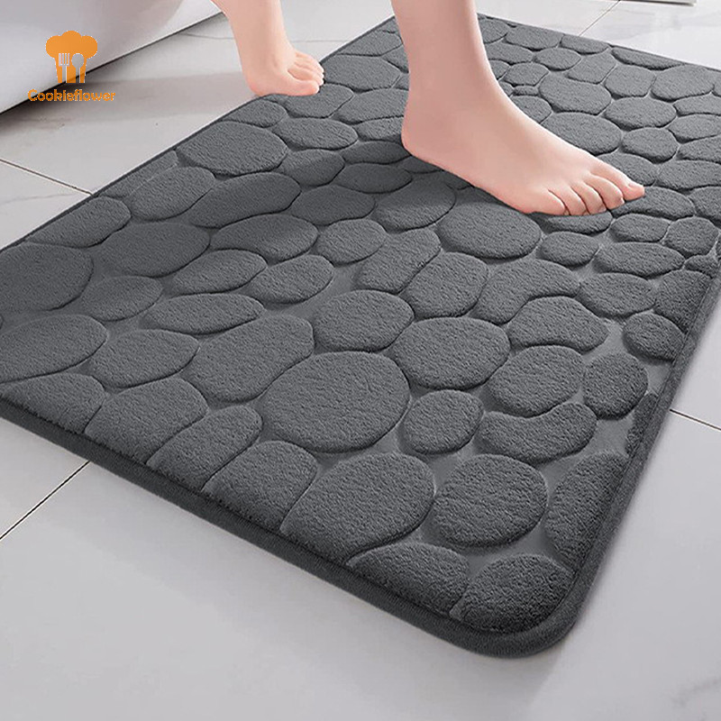 Ckfr บ้าน Cobblestone นูนประตูพรมพรมประตูห้องน้ําเรียบง่ายลมดูดซับเสื่อเท้าห้องน้ําเสื่อกันลื่นพรมปูพื้นใหม่
