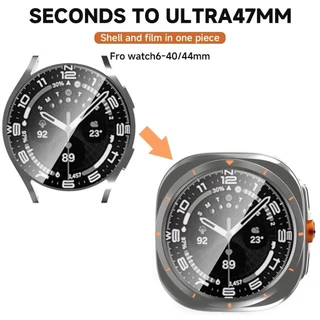 เปลี่ยนเคส Ultra สําหรับ Samsung Galaxy Watch 7 6 40 มม.44 มม.อัพเกรด Galaxy Watch Ultra 47 มม.กระจกนิรภัยป้องกันหน้าจอ