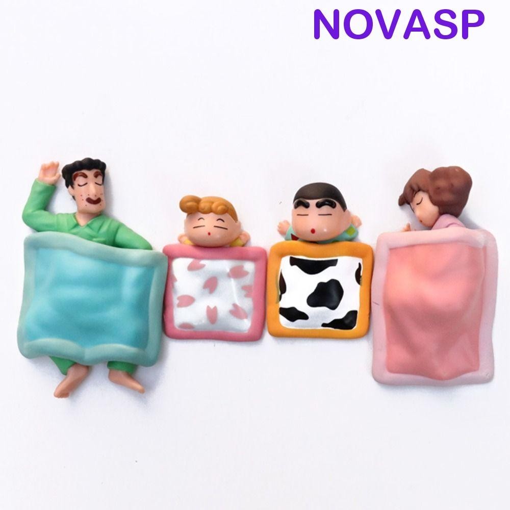 Novasp Crayon Shin-Chan ตัวเลขของเล่นเด็กน่ารัก Sleeping Nohara ครอบครัวอะนิเมะตัวเลขเครื่องประดับรถเดสก์ท็อป Crayon ของเล่น