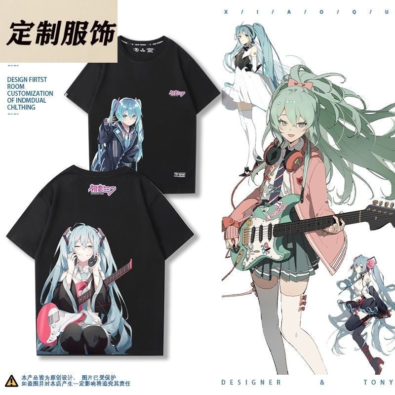 ใหม่ Hatsune MIKU MIKU QR Mirror Bowknot Christmas fu Snow Hatsune Formula Merchanted Short-Sleeved 