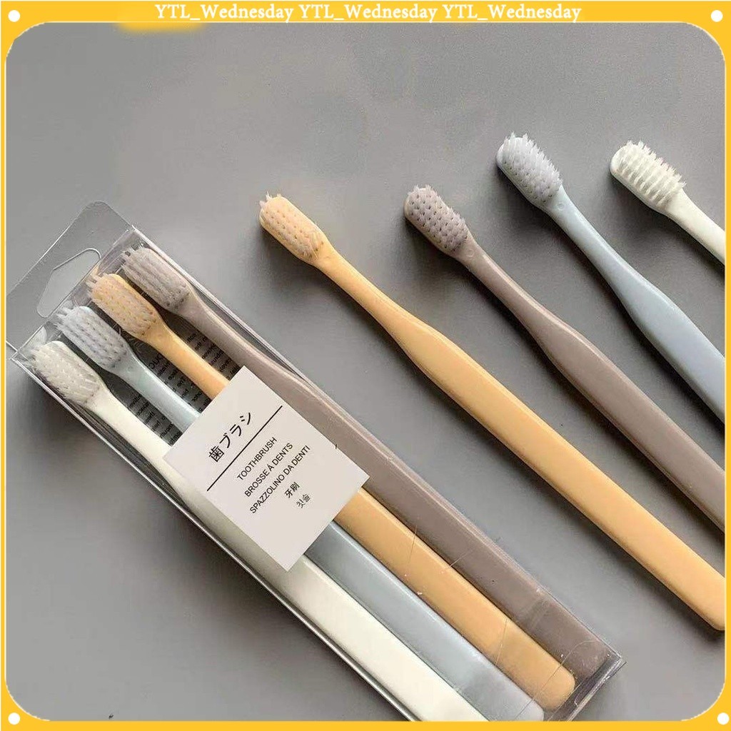 [ 7 baht 4 ]แปรงสีฟันอ่อนสําหรับผู้ใหญ่4กล่องเก็บขนแปรงนุ่มใช้สบายทําความสะอาดปากป้องกันเชื้อแบคทีเรียการดูแลบ้านราคาไม่
