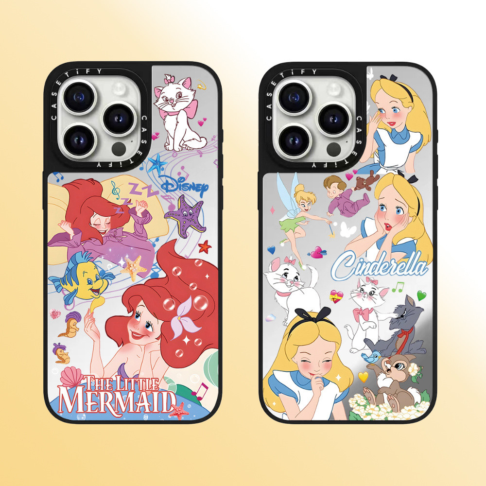 Casetify Mermaid Mary Cat กระจกคุณภาพสูงเคสโทรศัพท์เหมาะสําหรับ iPhone 15 Pro Max 14 Pro Max 13 Pro Max 15 Pro 14 Pro 13 Pro 12 Pro 12 11 แฟชั่น Anti Drop Hard Case