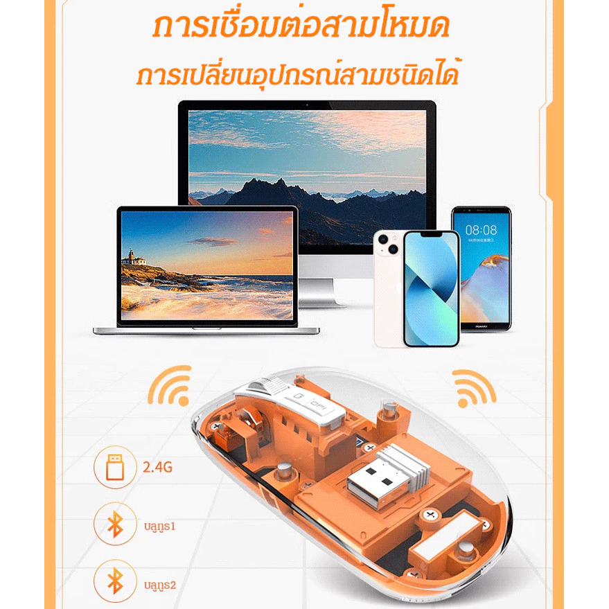 เมาส์ไร้สาย โปร่งใส 2.4G Trimode thumbnail 5