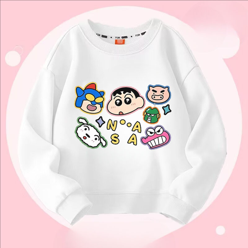 2024 ฤดูใบไม้ร่วงใหม่Ins Multi-FunctionalรอบคอHoodieรอบคอCrayon Shin Chanพิมพ์เด็กชายและเด็กหญิงฤดูหนาวTop