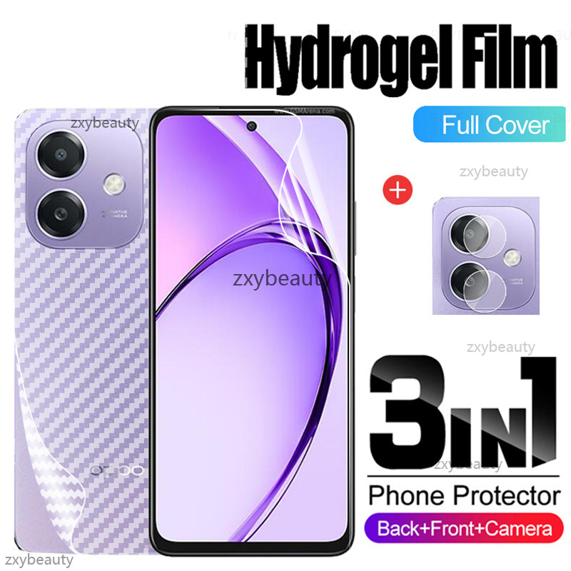 3in1 Soft Hydrogel ฟิล์มสําหรับ OPPO A3X 5G A3 2024 คาร์บอนฟิล์มด้านหลังสําหรับ OPPOA3X 4G OPPOA3 ป้องกันหน้าจอกล้องเลนส์ Protector คลุมทั้งหมดฟิล์มเลนส์