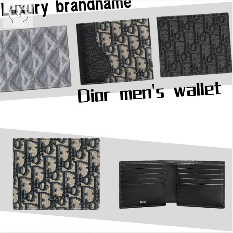 สินค้าขายดี กระเป๋าสตางค์ดิออร์ Dior Men's Wallet กระเป๋าสตางค์ผู้ชาย/กระเป๋าสตางค์สองพับ/ที่ใส่บัตร