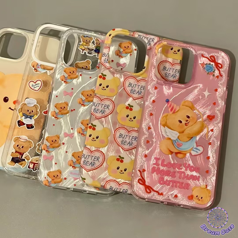 ขนนกเส้นด้ายการ์ตูนน่ารักกล่องหมีสำหรับ Samsung A14 A12 A25 A15 A23 A05 A03 A34 A53 A51 A04s A50 A33 A32 A13 A05s A11