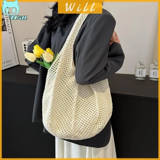 วิล✿กระเป๋าถักโครเชต์ ทรงโท้ท ฉลุลาย เหมาะกับเดินชายหาด แฟชั่นฤดูร้อน สําหรับผู้หญิง