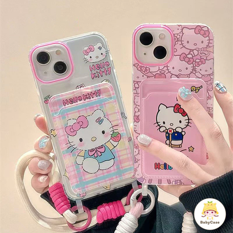 รูปแบบการ์ตูน Hellokitty ที่น่ารักและมีความสุขแบบเรีย เคสไอโฟน 13 11 12 15 14 Pro Max X XS XR Max 7 8 14 15 Plus SE 2020