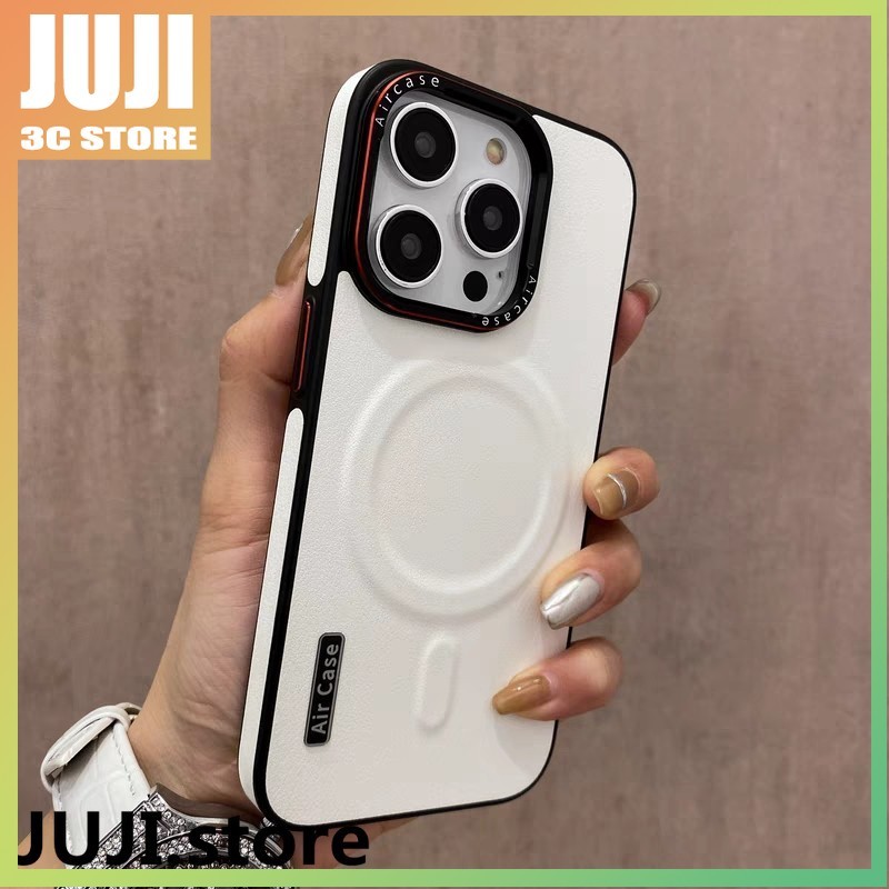 เคสหนัง Contrast Magnetic Pu สําหรับ IPhone 16 15 14 13 12 Pro Max Case