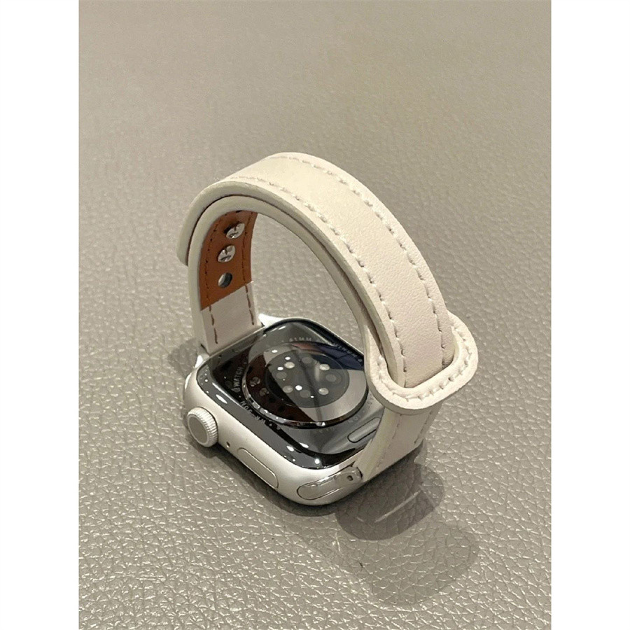 ผู้หญิง Silm สายนาฬิกาหนังสําหรับ Apple Watch Series 10 46 มม.45 มม.41 มม.42 มม.41 มม.40 มม.44 มม.38 มม.บางสร้อยข้อมือสําหรับ iwatch Series 10 9 8 7 6 4 5 40 มม.41 มม.