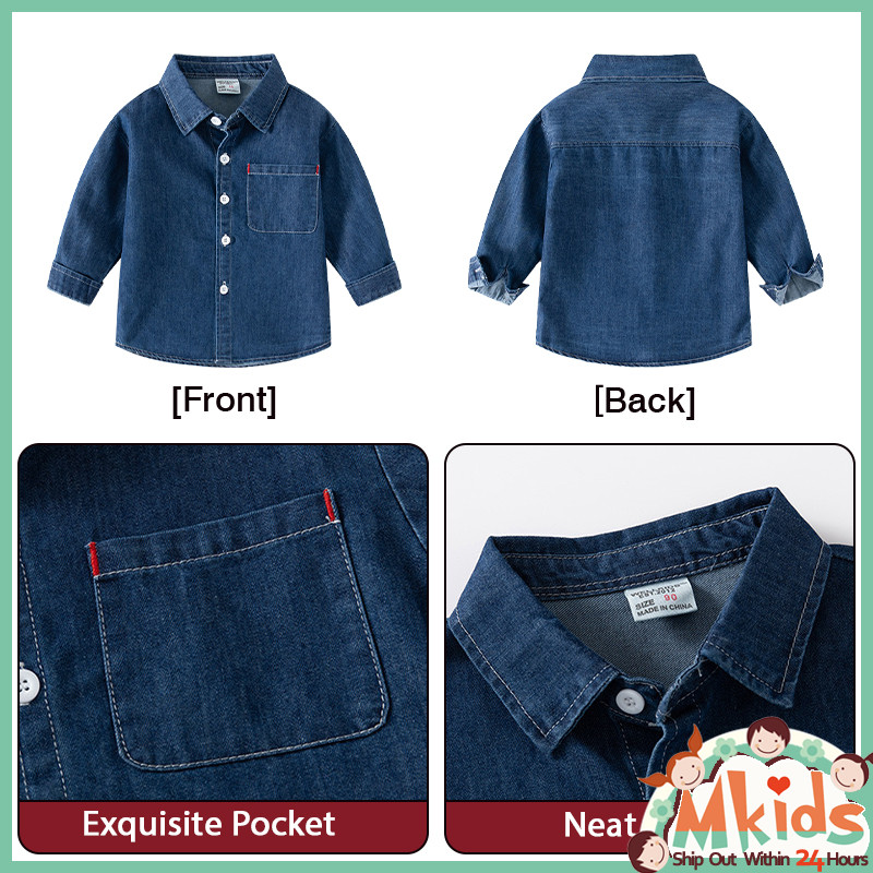 [ส่งจากในประเทศ🚚] เสื้อยีนส์สําหรับเด็กฤดูใบไม้ผลิและฤดูใบไม้ร่วงกีฬาเกาหลีแขนยาวเสื้อลําลองเสื้อแจ็คเก็ตสําหรับเด็ก 2-8ปี - รูปที่ 3