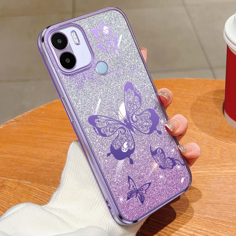 ปลอกสําหรับ Xiaomi Redmi A1 2022 A2 2023 A1 A2 plus A1+ A2 + Poco C50 C51 Dreamy ผีเสื้อ Shining Brightly กันกระแทกโปร่งใสโทรศัพท์ป้องกันกรณี