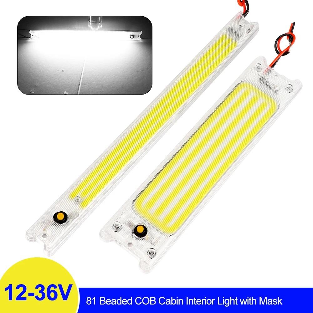 12-36v Universal Car LED COB ไฟอ่านหนังสือ Super Bright กันน้ําภายในรถโคมไฟหลังคาพร้อมฝาปิดสําหรับ Van รถบรรทุก RV
