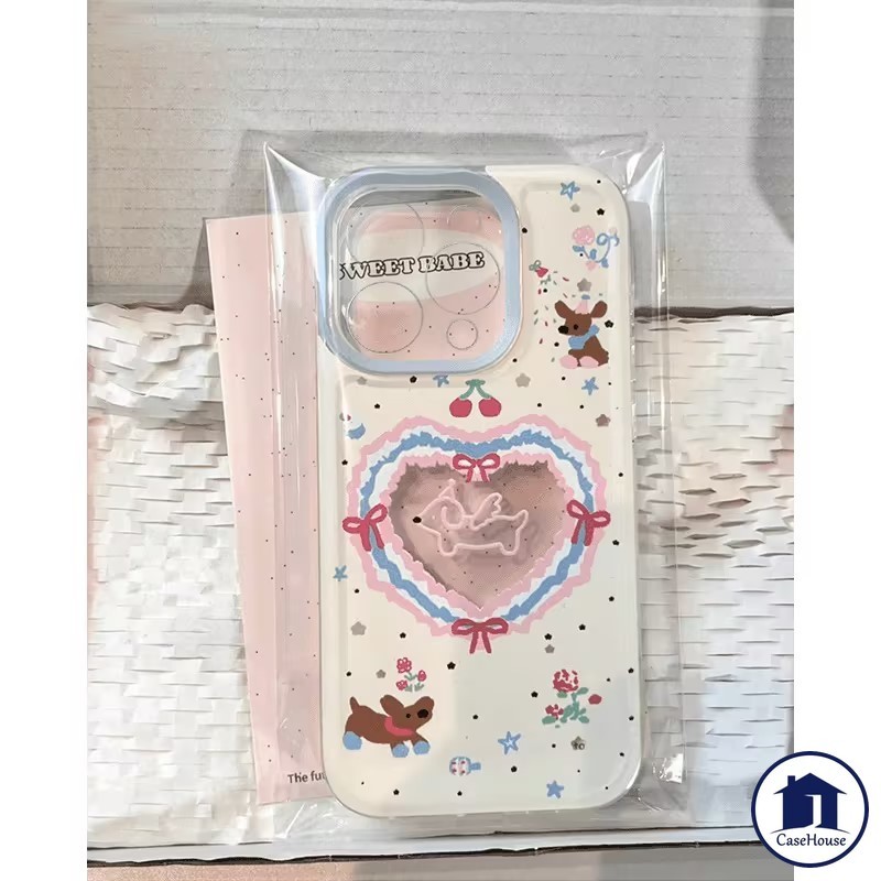 เคสนิ่มใสลายหัวใจรักสุนัขสุดน่ารัก เข้ากันได้กับ iPhone 7Plus XR 8Plus 12 11 13 15 14 Pro Max XS Max X 14 13 12 Pro SE