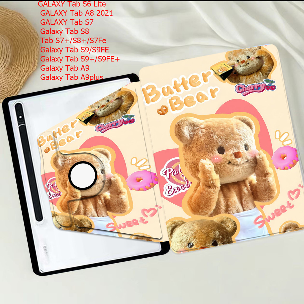 Tab S6 Lite S7/S8 S7+/S8+S7 FE S9/S9 FE S9+/S9FE+A7liteA8 A9 A9plus360 องศาหมุนหนังสือที่อยู่ เคส Galaxy หลังโปร่งใส